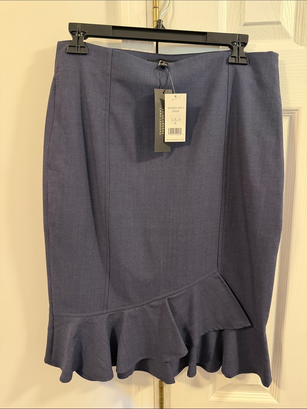 Banana Republic Navy Ruffle-Hem Pencil Skirt
